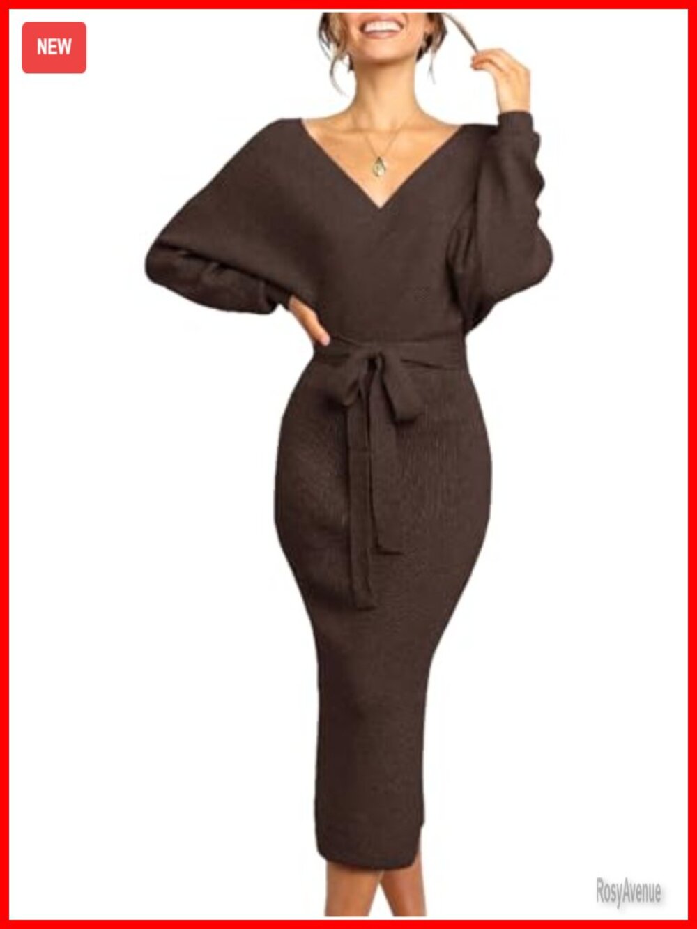 Womens Maxi Sweater Dress Long Sleeve Batwing Wrap V Neck Fall